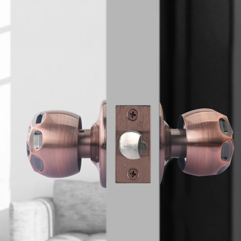 Roeasy Zinc Alloy 5888AC-ET Cylindrical Round Ball Lock Copper Brass Bedroom Bathroom Computer Keys Knob Door Lock