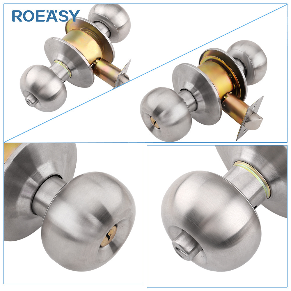 ROEASY 5791 SS-ET  cheap Stainless steel cylindrical door knob lock bedroom bathroom ball knob round door lock