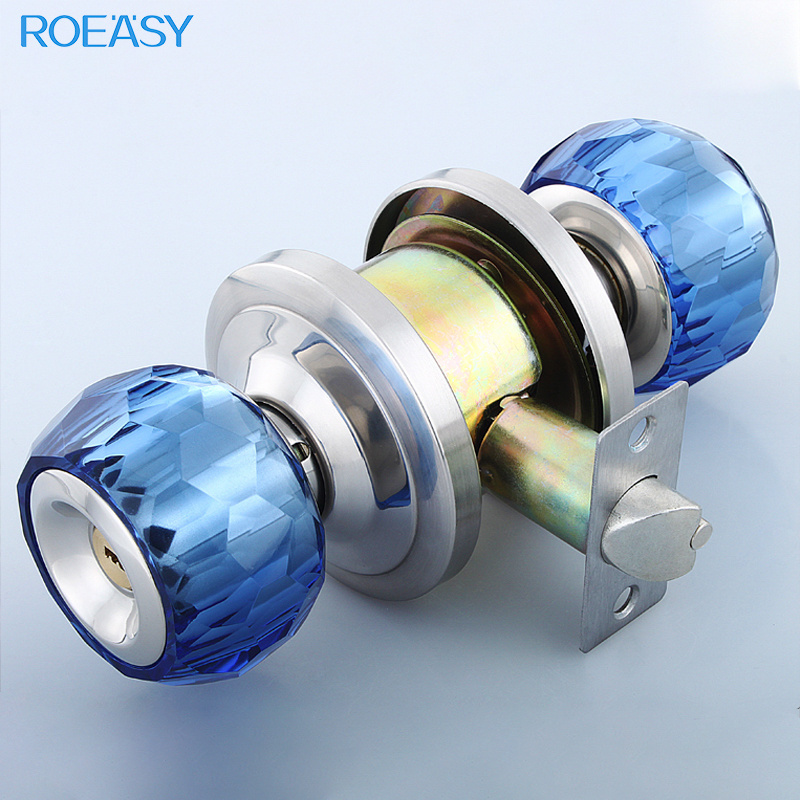 ROEASY 676 stainless steel crystal ball cylinder lock crystal door knobs with lock for bedroom bathroom