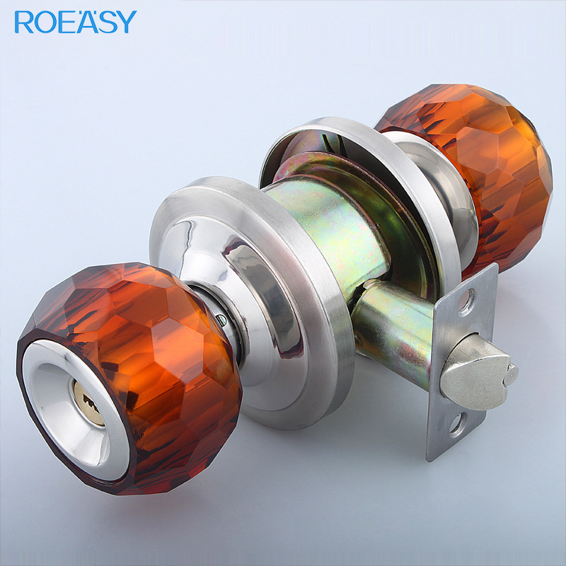 ROEASY 676 stainless steel crystal ball cylinder lock crystal door knobs with lock for bedroom bathroom