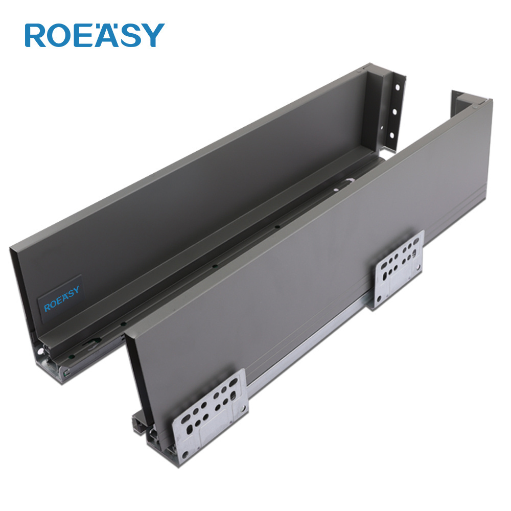 ROEASY Soft Closing metal box drawer slide slim box Slim Kitchen Drawer System Furniture Cabinet Drawer 101MM