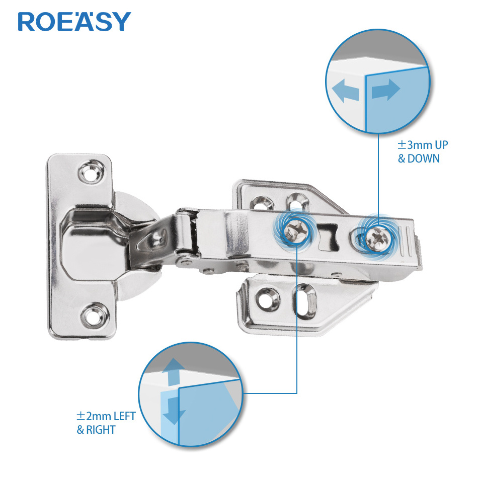 Roeasy Clip On Hydraulic Soft Close Cabinet Door Hinge Auto Close Stainless Steel Half Overlay Cabinet Hinge