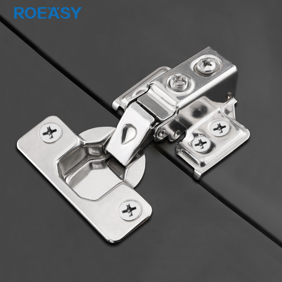 ROEASY Full Overlay Fixed Hinge Stainless Steel 201 Cabinet Door Hinge With Hook For Furniture And Kitchen