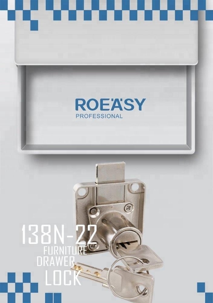 ROEASY DRAWER LOCK 138N-22  furniture lock with 3mm latch with 32mm/22mm cylinder high quality cabinet lock