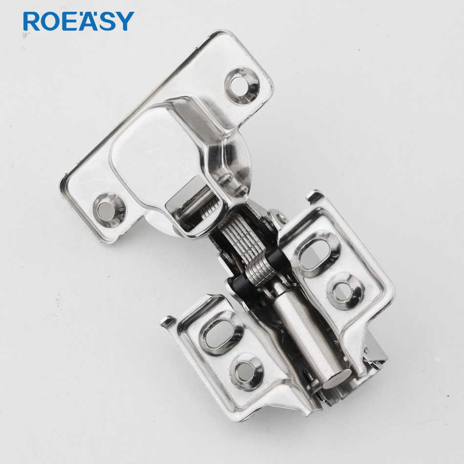 ROEASY Full Overlay Fixed Hinge Stainless Steel 201 Cabinet Door Hinge With Hook For Furniture And Kitchen