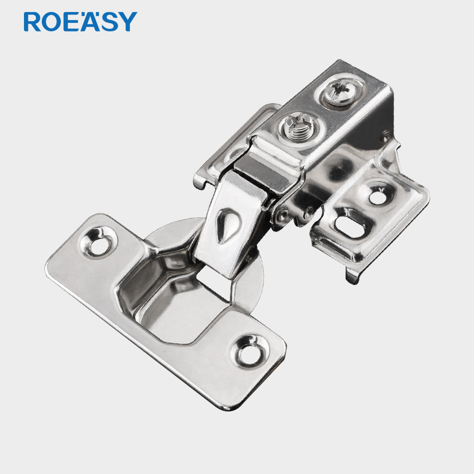 ROEASY Full Overlay Fixed Hinge Stainless Steel 201 Cabinet Door Hinge With Hook For Furniture And Kitchen