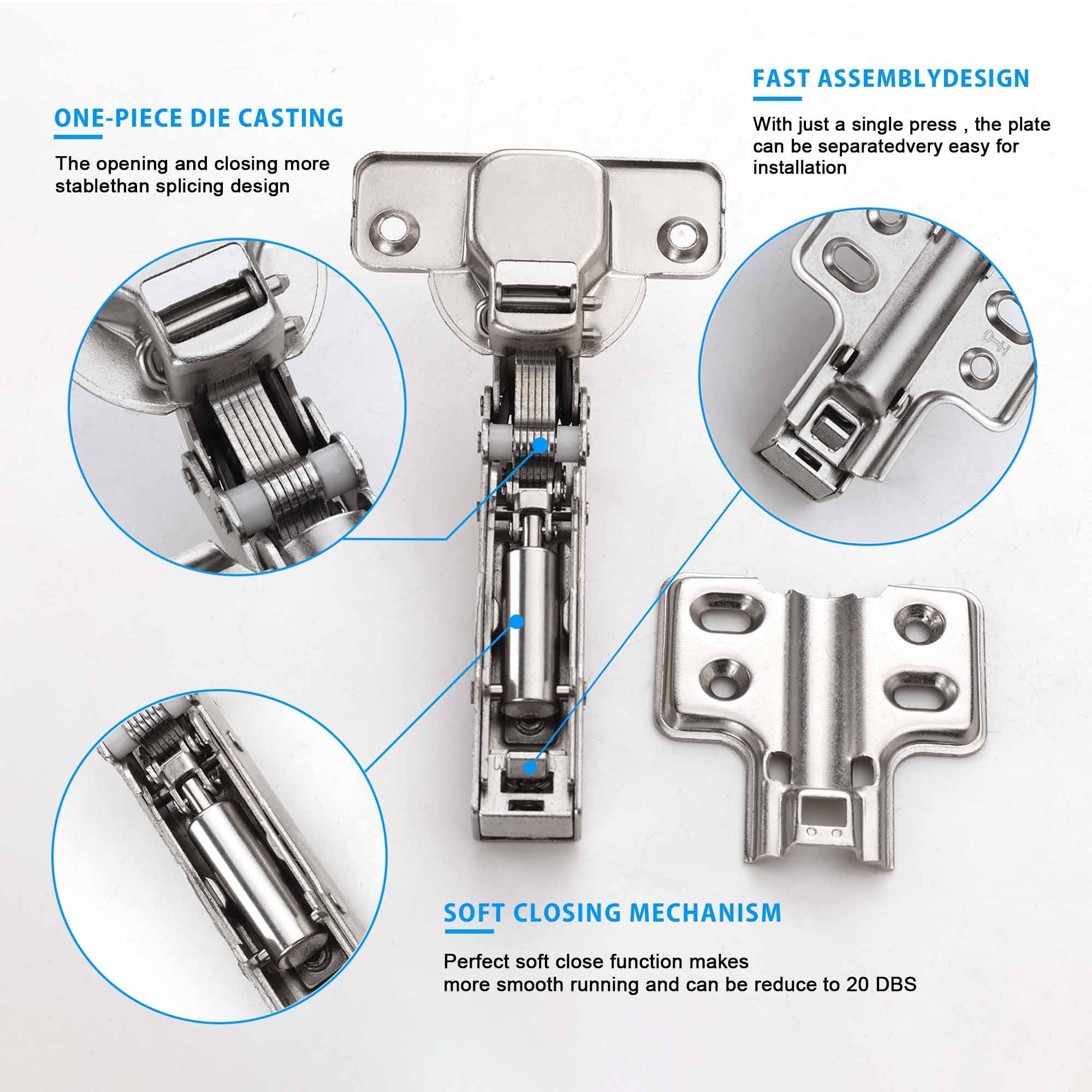 ROEASY CH-293B Cabinet Hardware One Way 35MM Kitchen Cabinet Door Hidden Concealed Hinge Hydraulic Soft Close Furniture Hinge