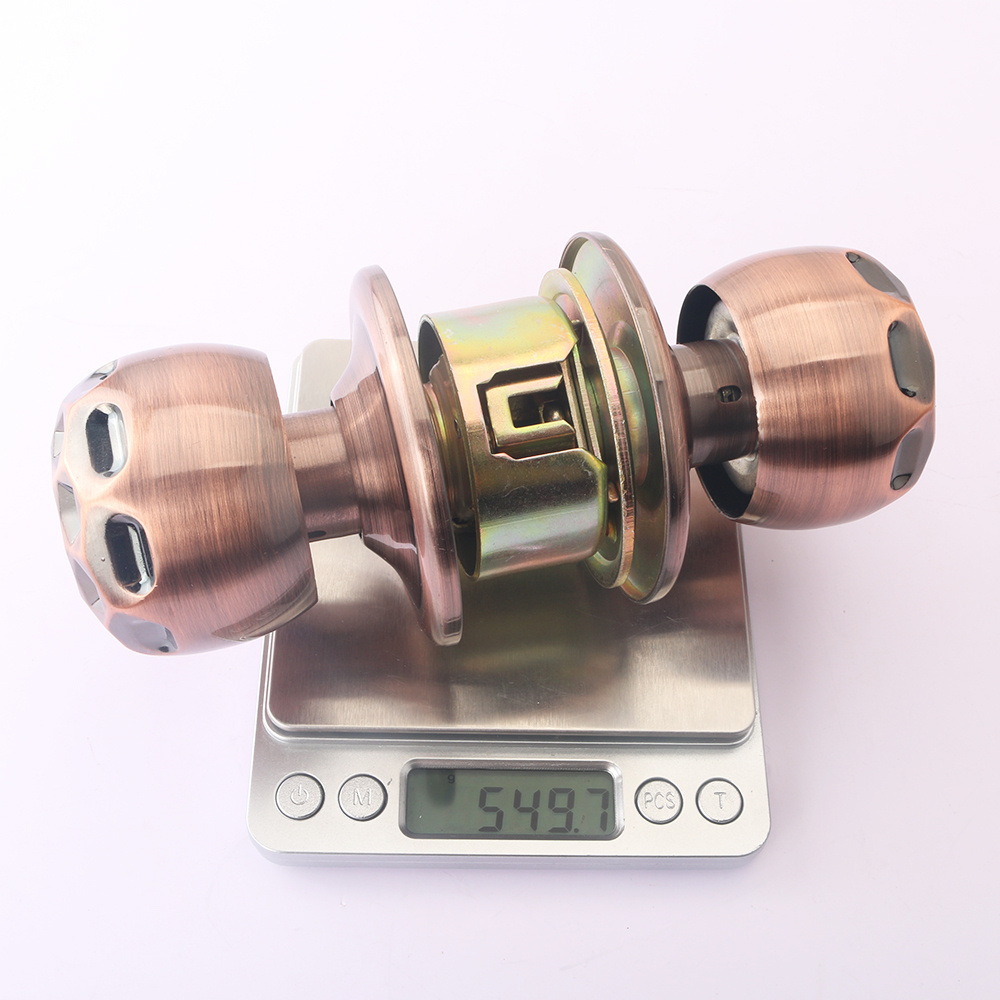 Roeasy Zinc Alloy 5888AC-ET Cylindrical Round Ball Lock Copper Brass Bedroom Bathroom Computer Keys Knob Door Lock