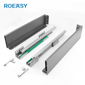 ROEASY Soft Closing metal box drawer slide slim box Slim Kitchen Drawer System Furniture Cabinet Drawer 101MM