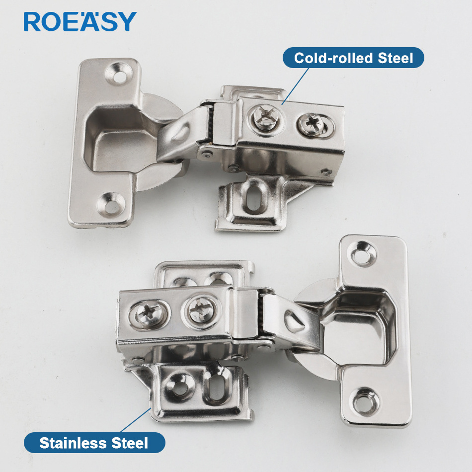 ROEASY Full Overlay Fixed Hinge Stainless Steel 201 Cabinet Door Hinge With Hook For Furniture And Kitchen