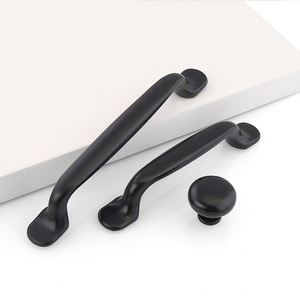 Roeasy Zinc Alloy Modern Minimalist Matte Black Cabinet Handle Pulls Drawer Furniture Handle Knob