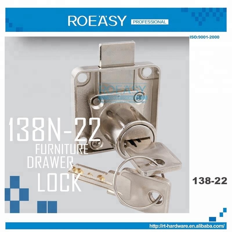 ROEASY DRAWER LOCK 138N-22  furniture lock with 3mm latch with 32mm/22mm cylinder high quality cabinet lock