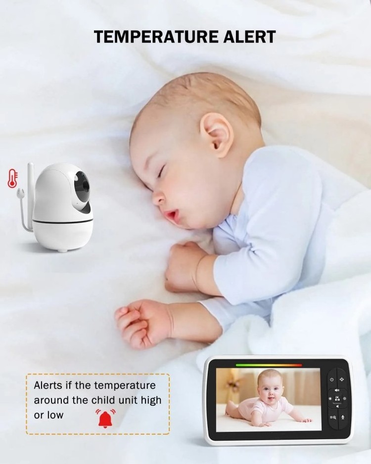 Smart Baby Monitor with Camera and Audio 5 inch Video Bluetooth  Night Vision Two-Way Talk