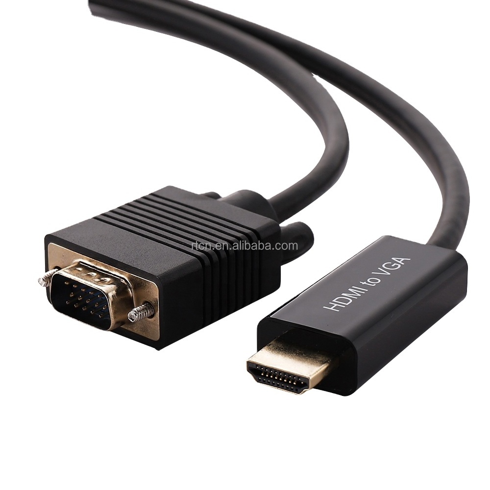 New Design 1m 1.5m 2m 3D 1080P Adapter 2 In 1 HDMI To VGA For Projector