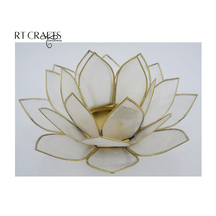 Home Decoration Lotus Flower Candle Holder Handmade Capiz Shells Candle Holder Tea Light Holder For Wedding Decoration