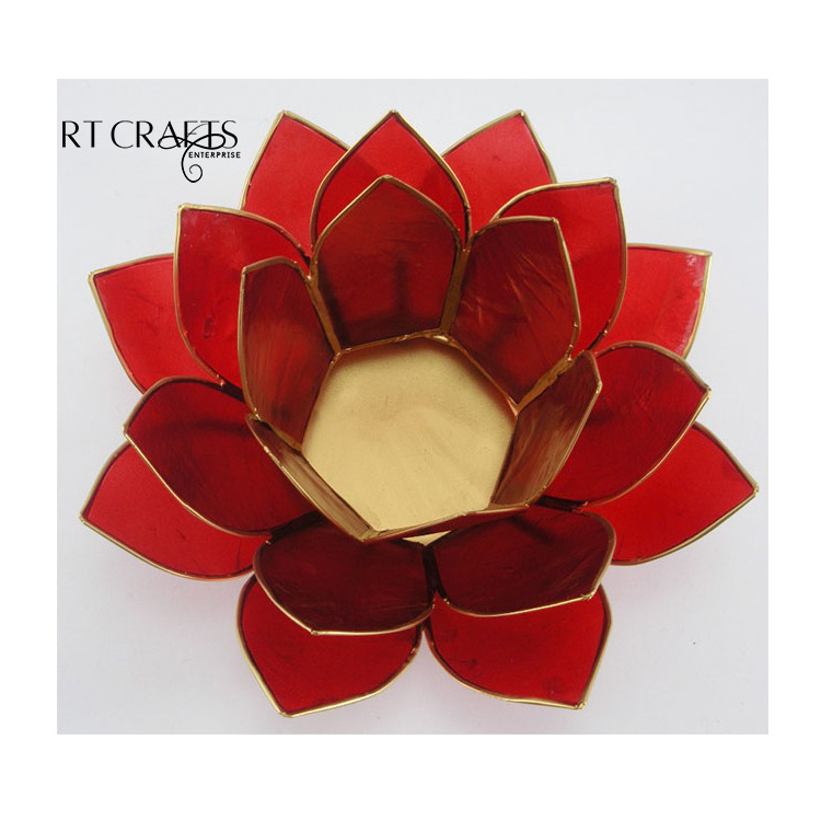 Home Decoration Lotus Flower Candle Holder Handmade Capiz Shells Candle Holder Tea Light Holder For Wedding Decoration