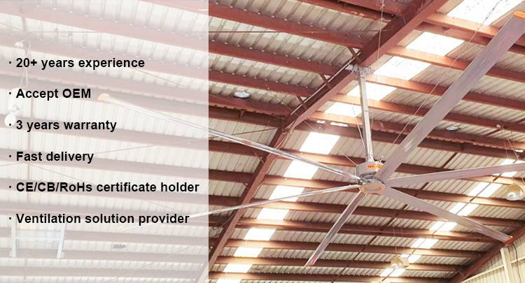 RTFANS PMSM direct drive 24ft 7.3m hvls giant industrial ceiling fans