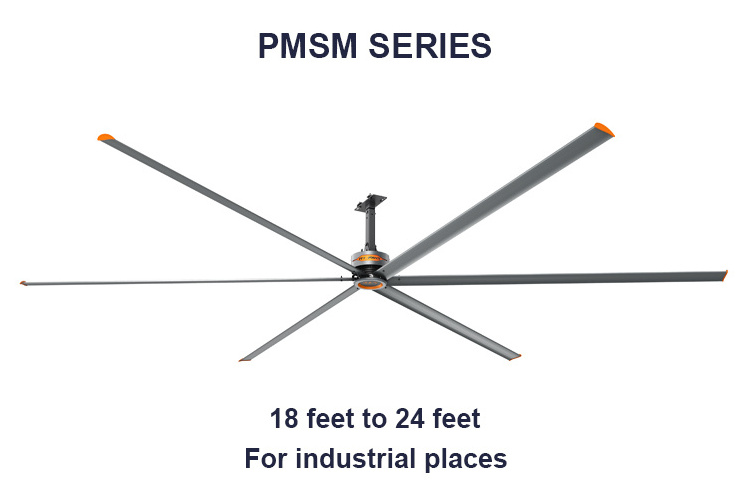 RTFANS PMSM direct drive 24ft 7.3m hvls giant industrial ceiling fans