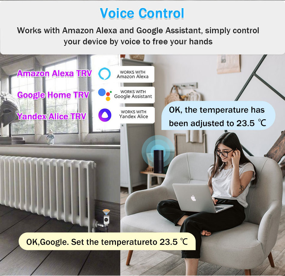 No gateway required Wi-Fi Tuya Smart TRV Radiator Thermostatic Valve