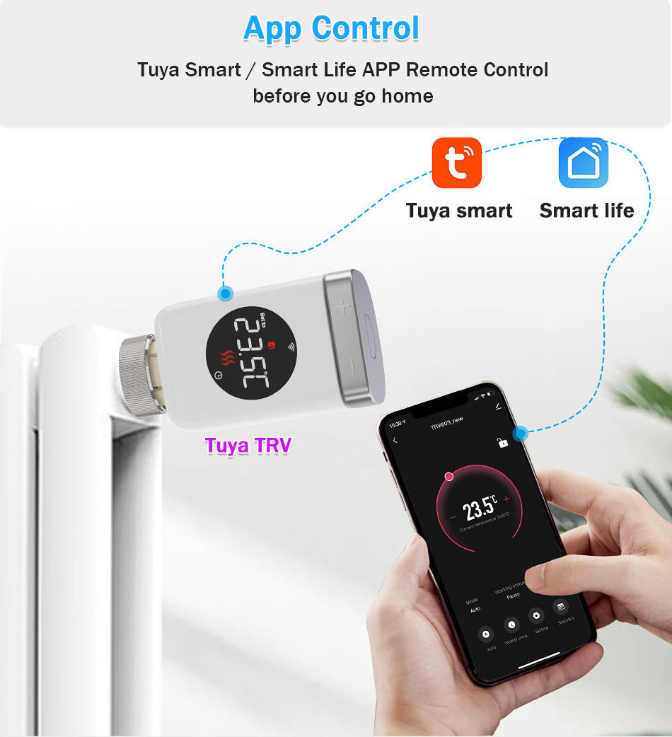 No gateway required Wi-Fi Tuya Smart TRV Radiator Thermostatic Valve