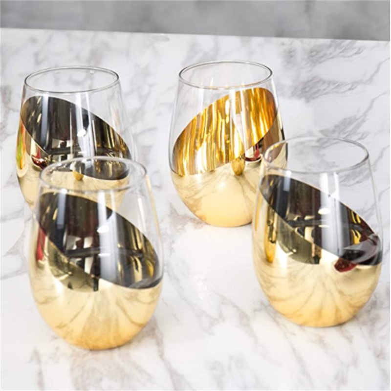 Modern Copper Stemless Wine Glasses, Set of 6