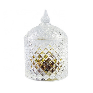 Cheap Hot Sale Unique Shape Handmade Glass Footed Candy Jar With Lid