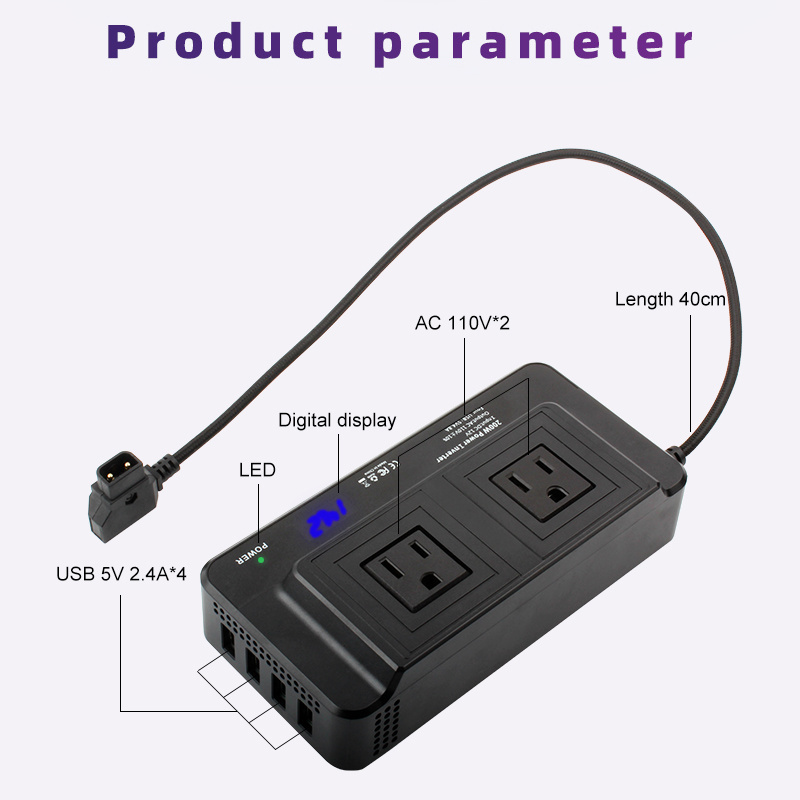 D-TAP Power Inverter DC 12V to 110V AC power Converter 2 AC Outlets 4 USB Ports Charger Adapter DC to AC Inverter with