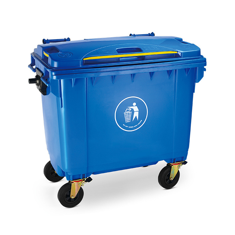 Outdoor garbage bin 660L plastic trash can waste trolley bin with wheels