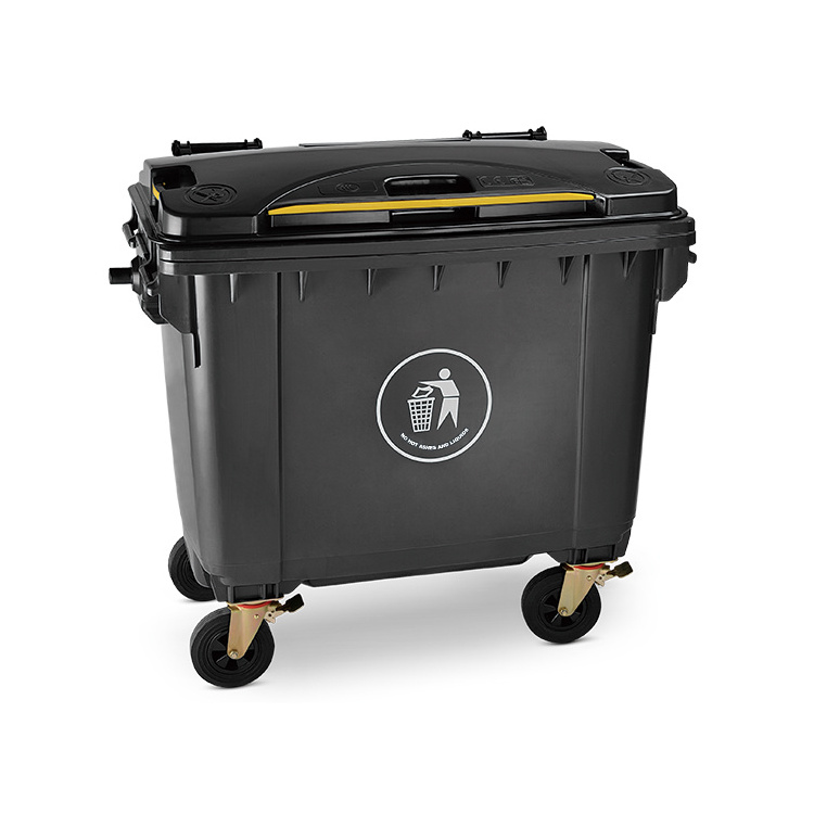 Outdoor garbage bin 660L plastic trash can waste trolley bin with wheels