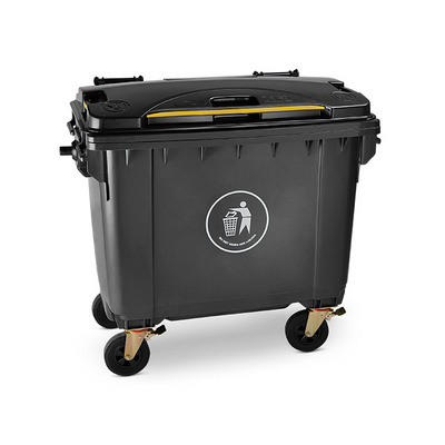 Outdoor garbage bin 660L plastic trash can waste trolley bin with wheels