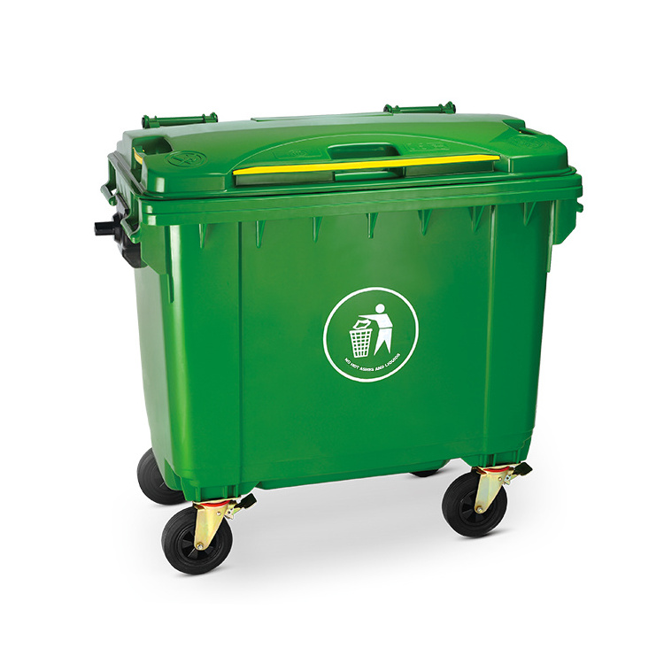 Outdoor garbage bin 660L plastic trash can waste trolley bin with wheels