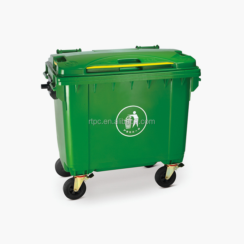 660L outdoor street wheelie dumpster garbage bin industrial plastic mobile waste container recycle dustbin with wheels