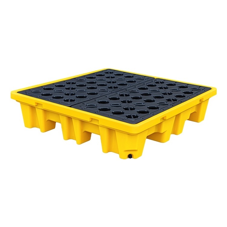 industrial safety spill prevention control Chemical Oil Vertical HDPE water IBC Tank 4 Drums Composite Pallet