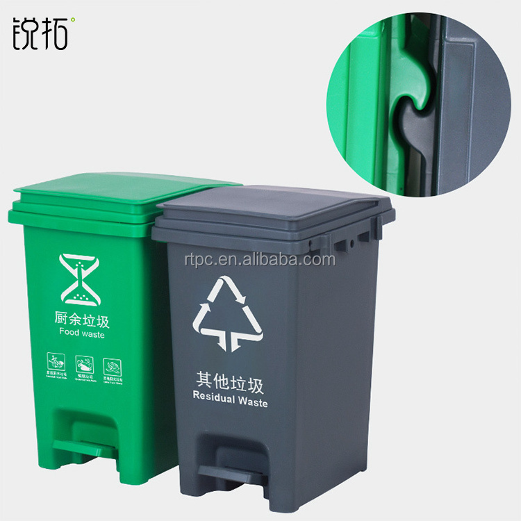 Plastic 15L indoor hotel room dustbin and 15L trash bin plastic waste basket and Household Step on 15l plastic waste bin