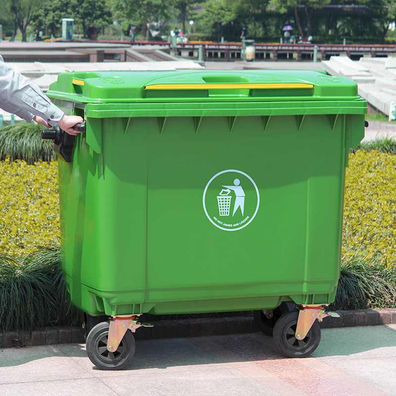 China best price plastic outdoor garbage waste rubbish bin trolleys cart wheelie bin 660l with four wheels