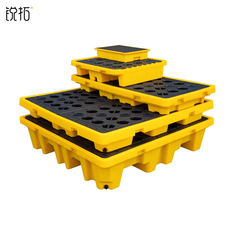 industrial safety spill prevention control Chemical Oil Vertical HDPE water IBC Tank 4 Drums Composite Pallet