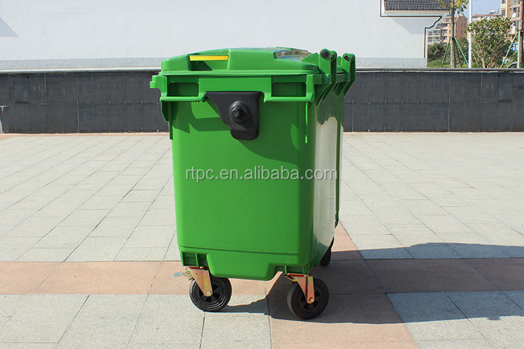 660L outdoor street wheelie dumpster garbage bin industrial plastic mobile waste container recycle dustbin with wheels