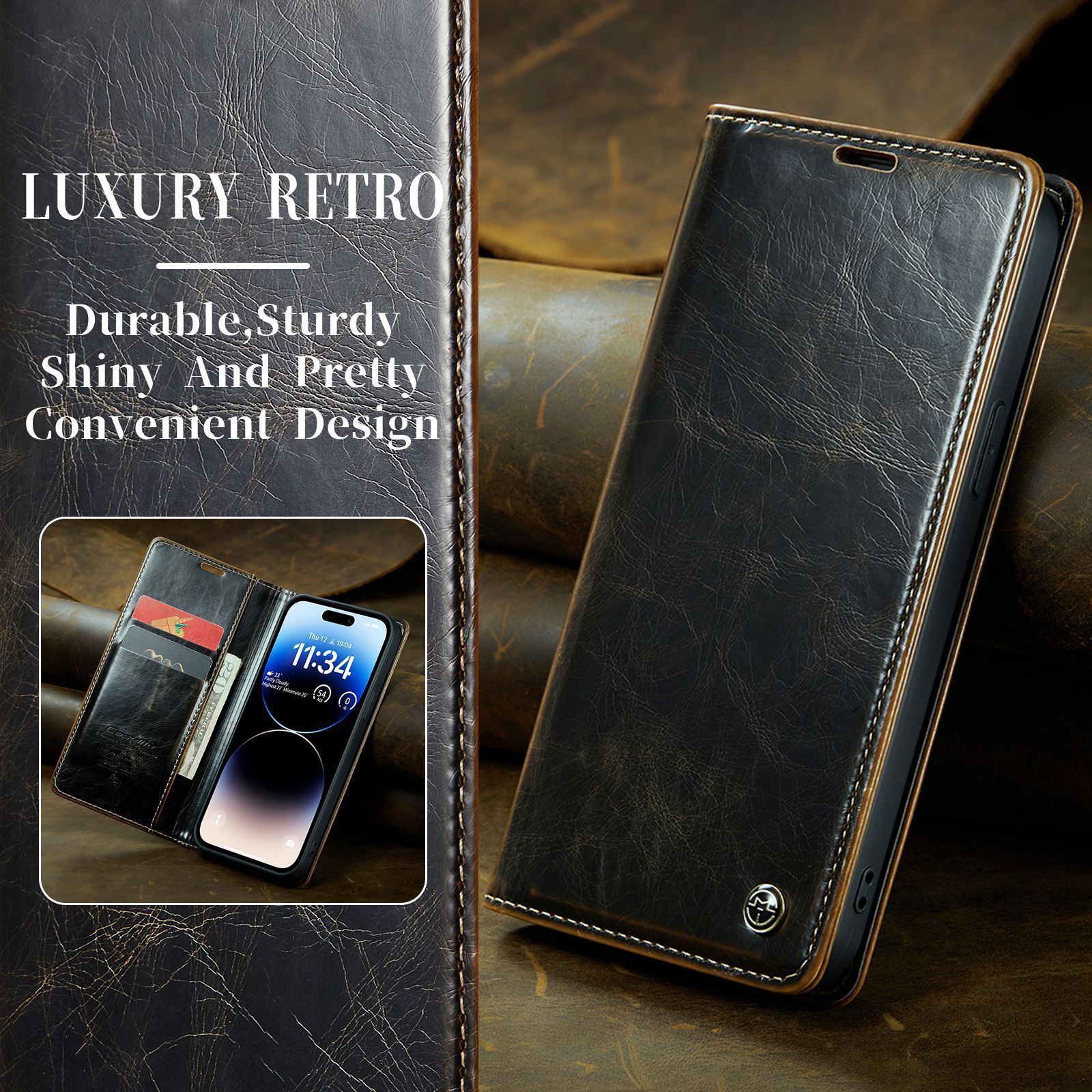 Luxury PU Fit Premium Leather Cover For iPhone 12 mini  6 6s 7 8 Plus Wallet Card Slots Shockproof Flip Case