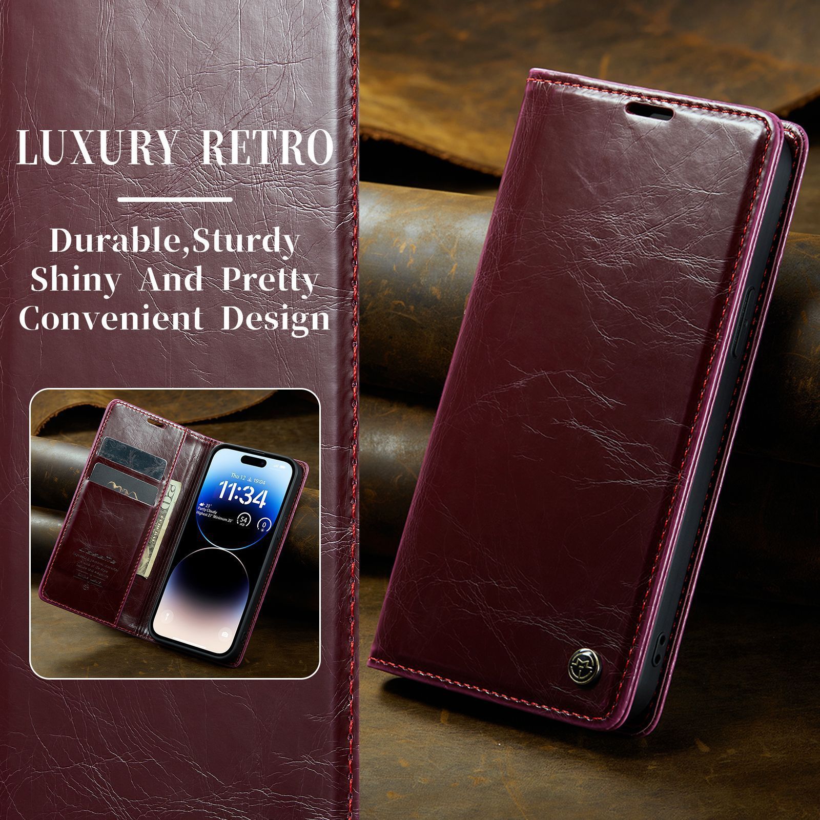 Luxury PU Fit Premium Leather Cover For iPhone 12 mini  6 6s 7 8 Plus Wallet Card Slots Shockproof Flip Case