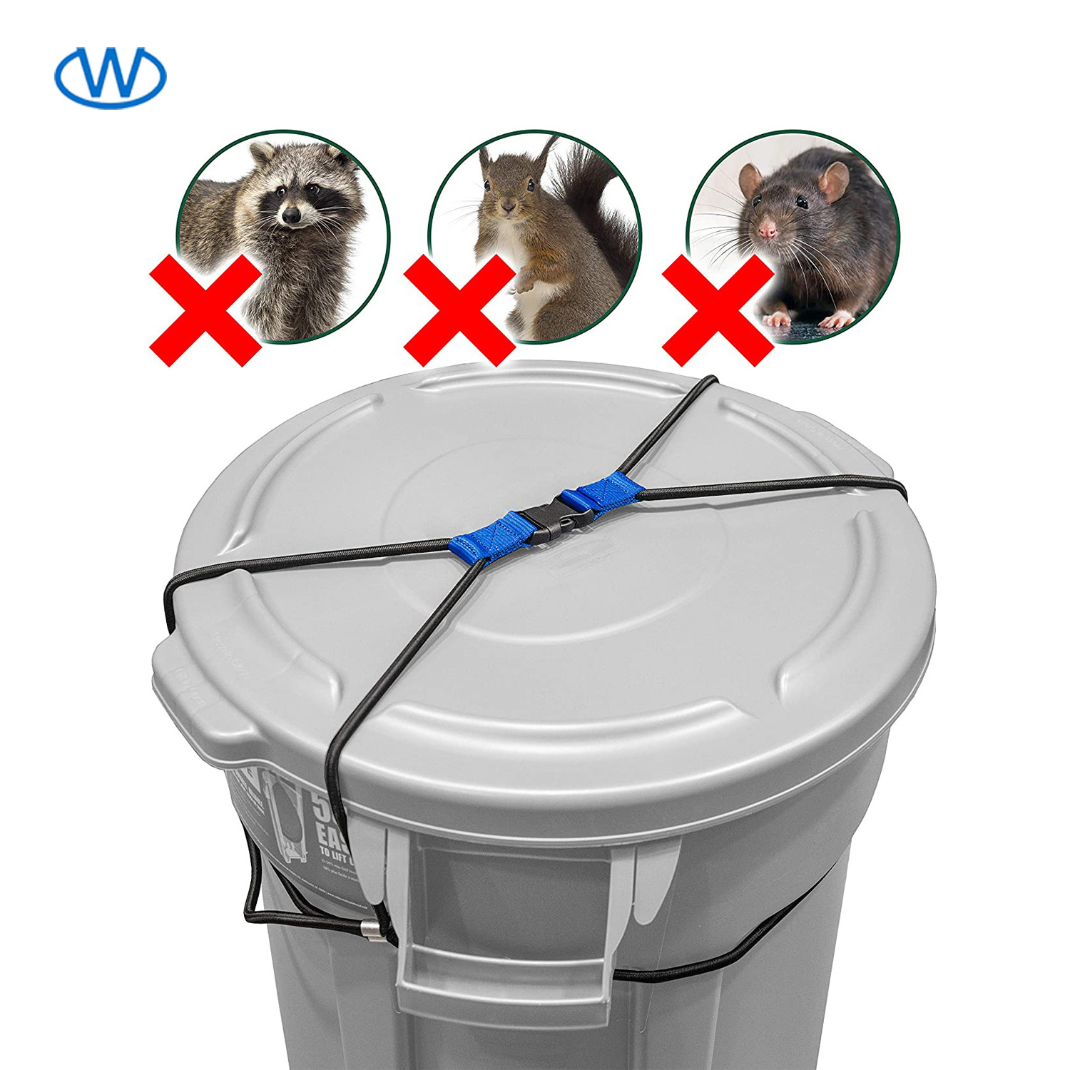 Outdoor Trash Lid Lock for Raccoons Heavy Duty Large Bungee Cord Durable Garbage Can Lock to Avoid Animals