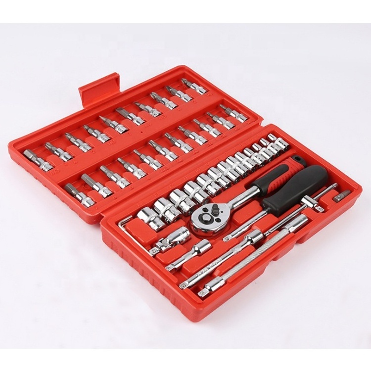 Car mechanic maintenance tools box set mechanic repair hand pliers 46-piece socket set ratchet wrench set combination tool