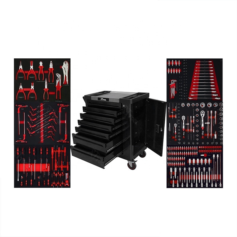 RT Tool Cabinet 7 Drawers Hand Tools Set Auto Repair Storage Full Of Tools Drawer Trolley