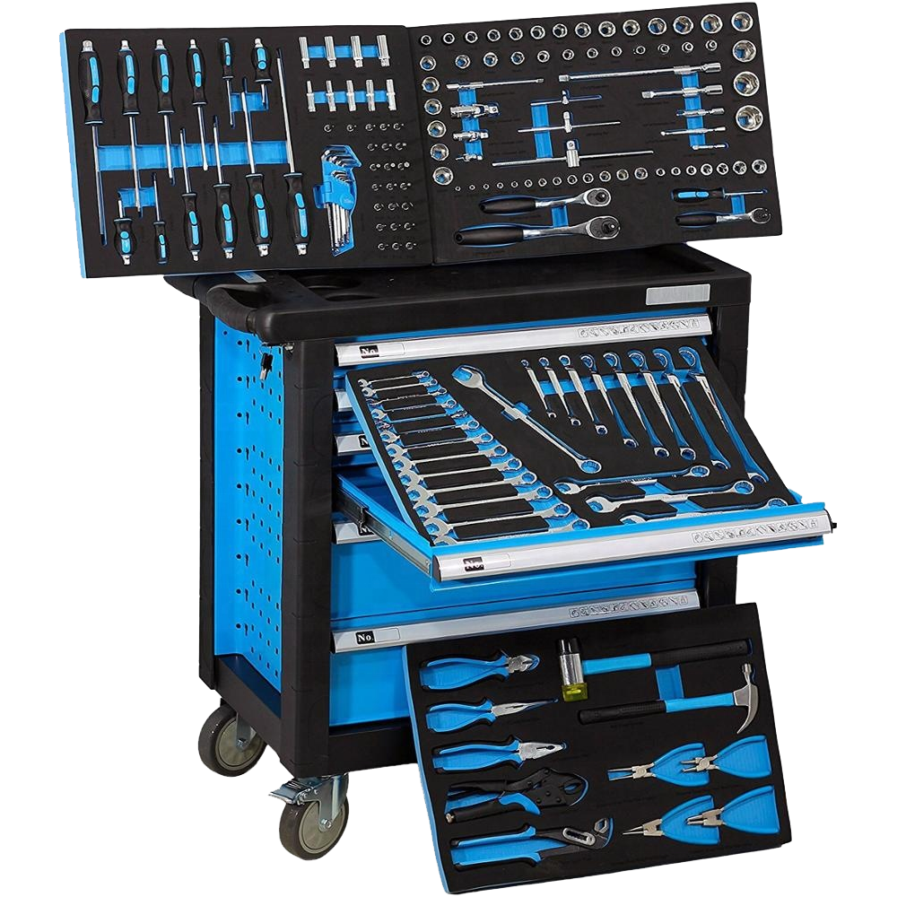 160 pieces Steel Garage Tools Trolley Set Roller Chest Metal Mobile Workshop Heavy Duty Cabinet