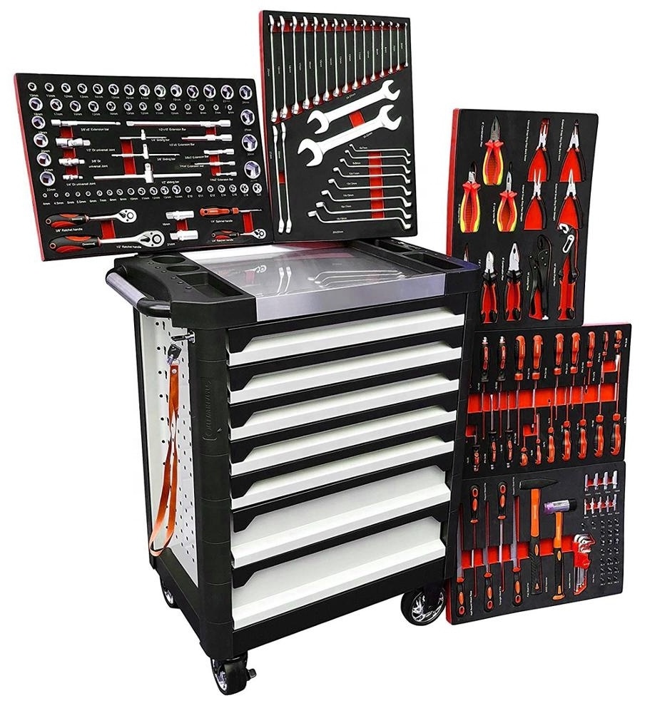 181pcs Professional 72 inch Storage Tool Cabinet With Hand Tools Garage Repair Tools