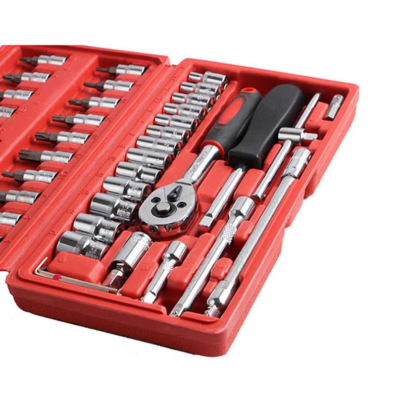 Car mechanic maintenance tools box set mechanic repair hand pliers 46-piece socket set ratchet wrench set combination tool