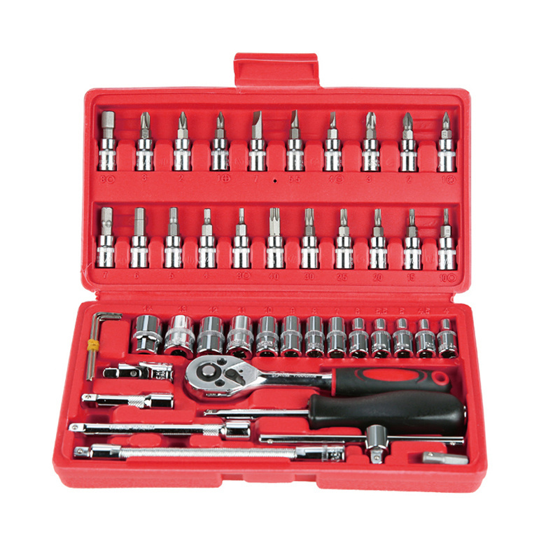 Car mechanic maintenance tools box set mechanic repair hand pliers 46-piece socket set ratchet wrench set combination tool