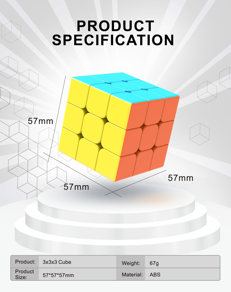 Hot Selling Educational Toys Cube,3x3x3 Stickerless Magic Cube(pink) Magic Puzzle Cube in Bags Unisex ABS Ruiteng Magnetic 67g