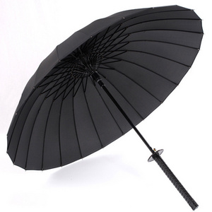 Wholesale Personalize Automatic Straight Umbrella 8/16/24 Ribs Long Handle Samurai Sword Shaped Umbrella Custom Logo