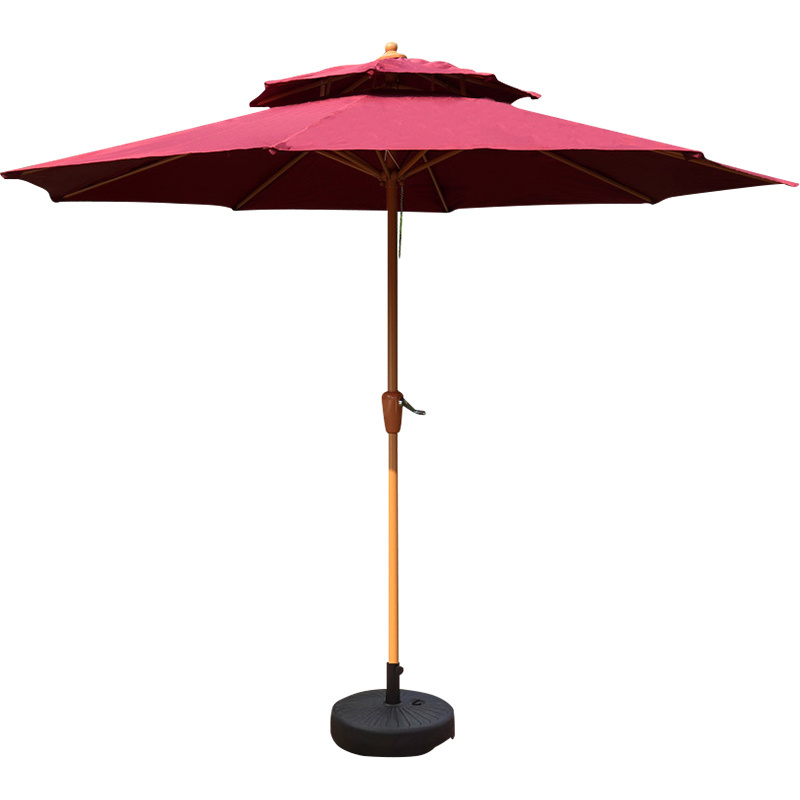 Double roof crank open outdoor garden umbrella large stall sun protection sunny courtyard cafe terrace sun umbrella