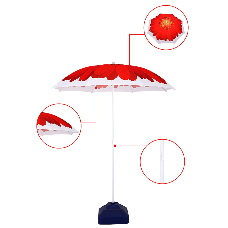 Luxury flower full printed big outdoor beach umbrella fishing strong windproof foldable promotion custom umbrella for beach